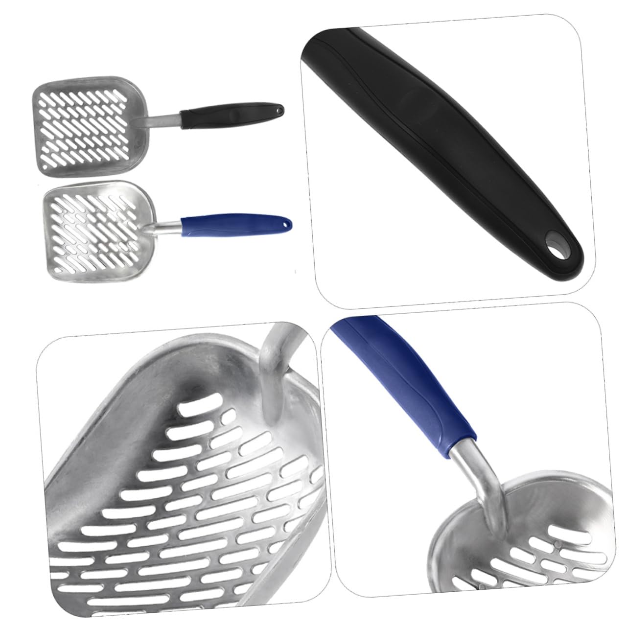 UKCOCO 2 Lettiera in Resistente Ergonomico Antiaffaticamento Setaccio con Fori per Pulizia Rapida e Facile Manutenzione Blu Nero