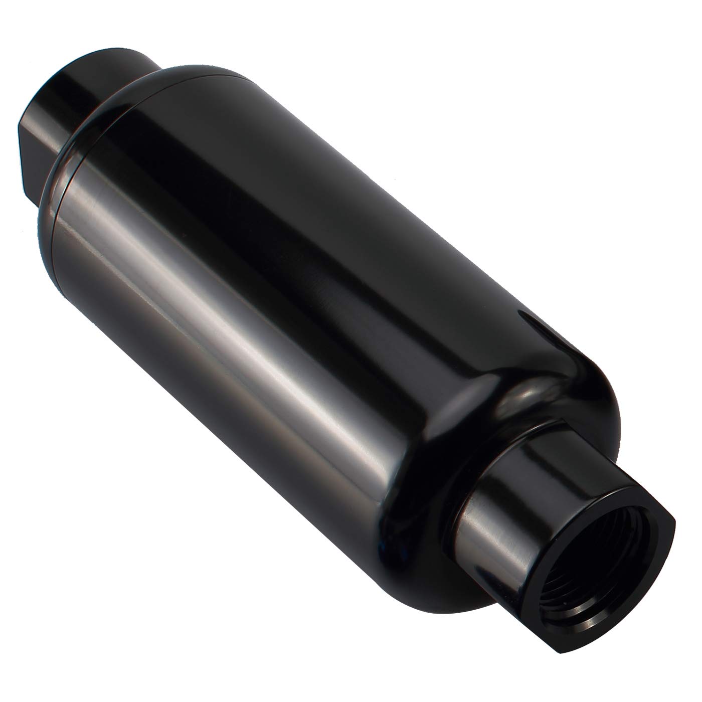 AC PERFORMANCE -10 AN Billet Aluminum 30 Micron Fuel Filter with Reusable Washable Stainless Steel Mesh Filter Element No Glue Design, ORB-10 Port, Black