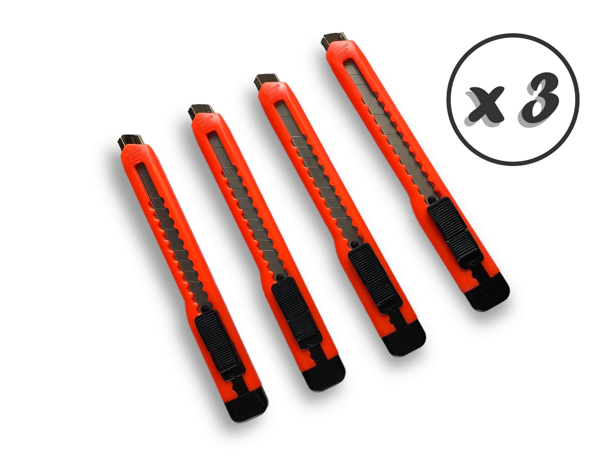 Kibros 3 lots de 4 cutters monture plastique lames sécables 9 mm orange