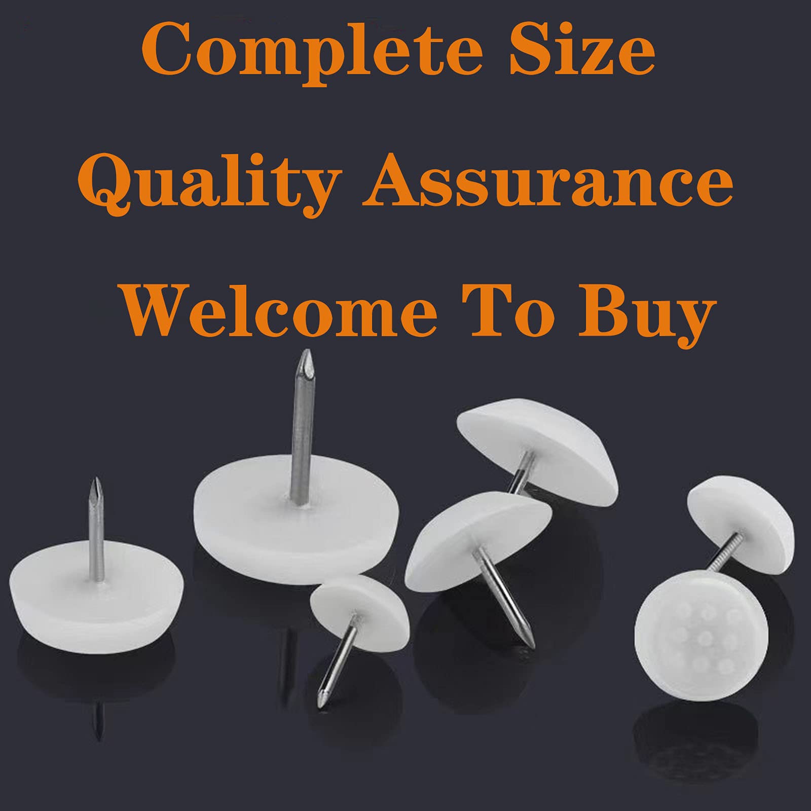 15mm White Nylon Furniture Sliders Nail On - Chair Leg Floor Protectors Nail - Nylon Chair Glides with — view 4