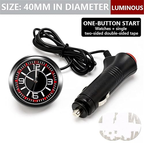 Miniatura 2 de Zcargel Mini reloj de cuarzo para automóvil, reloj de salpicadero de automóvil, esfera luminosa de cuarzo, bolsillo universal, mini reloj de auto,