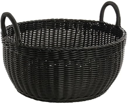 HUBERT Basket with Handles Round Black Plastic- 17" Dia x 8" H