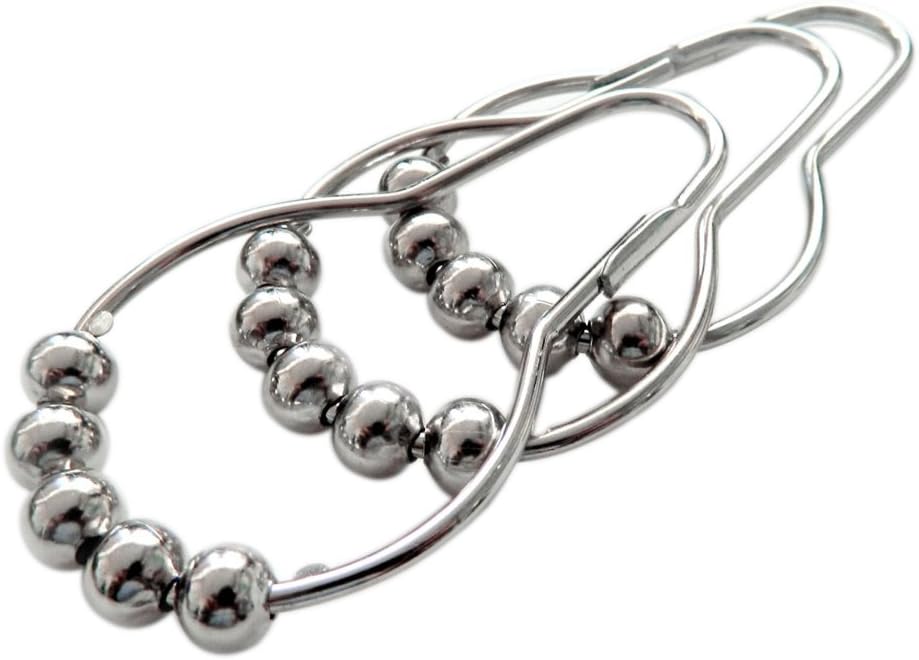 Shower Curtain Hooks - 100% Stainless Steel, Polished Nickel, Set of 12 Rings