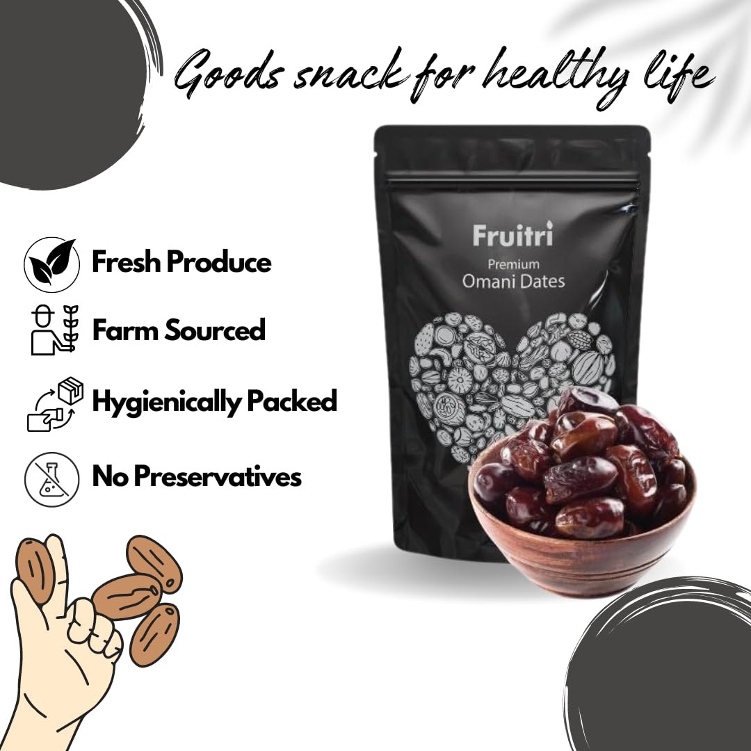 Fruitri Omani Fard Dates Khajur 500g, Softest Dates from Oman, Energy Booster, Healthy Superfoods 1
