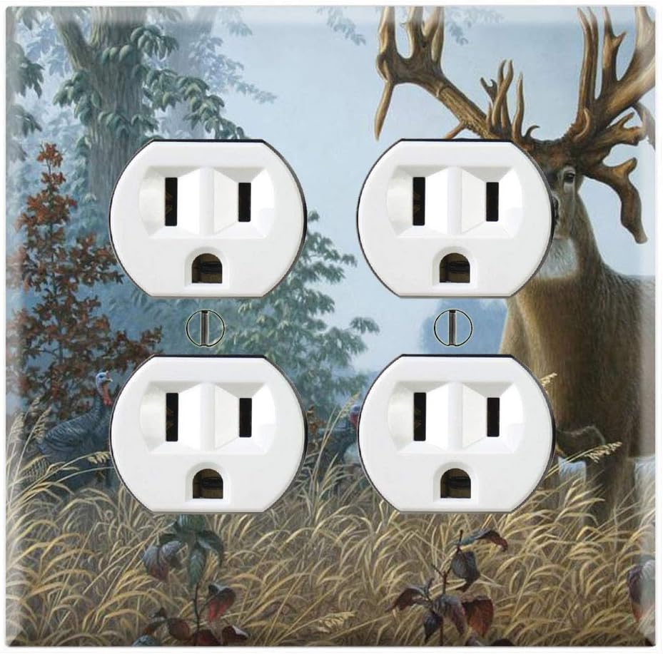 Graphics Wallplates - Whitetail Buck Deer Forest - Quadplex Outlet Wall Plate Cover