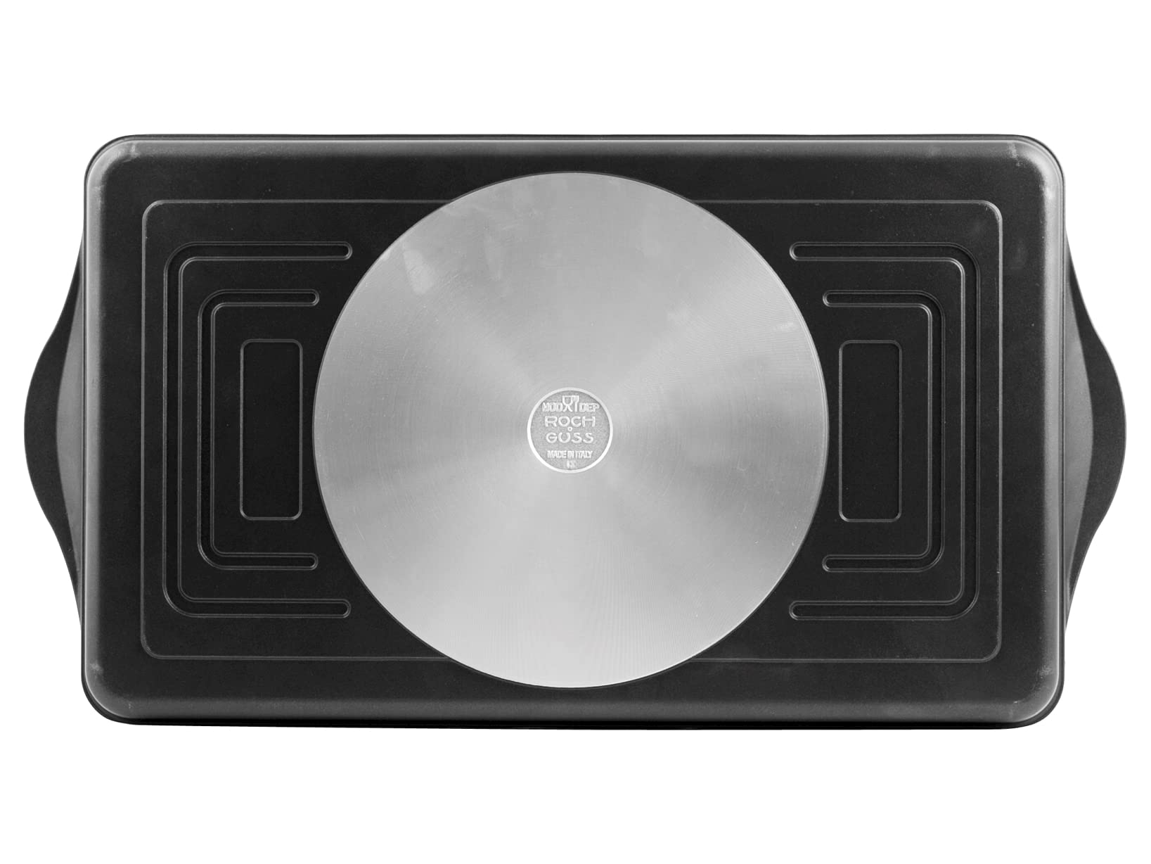 Home Granchef Piastra Rigata, Rivestimento Antiaderente, Rettangolare, Alluminio Pressofuso, Nero, 58 x 30 cm/Diametro 58 cm