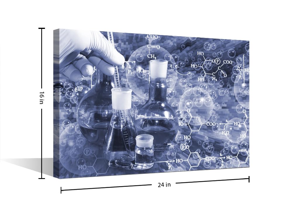 Image of TUMOVO 1 PanelsScientist and Test Tubes Laboratory Concept Artwork Canvas Paintings for Bedroom, Living Room, Office. Medical Chemical Equations Home Decor Framed Ready to Hang (16 inch Wx24 H)