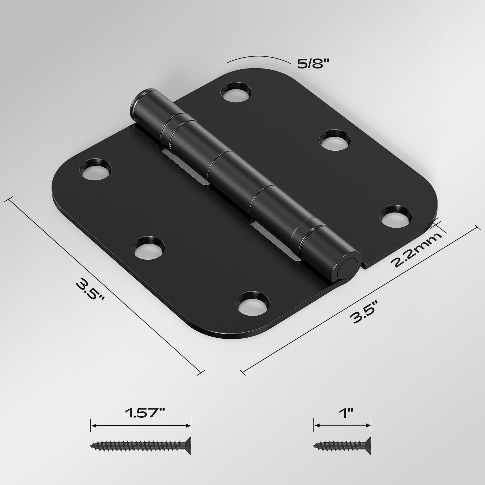Rounded 24 Pack Black Door Hinges 3.5 Inch 5/8" Radius Ball Bearing — Amazon image 2