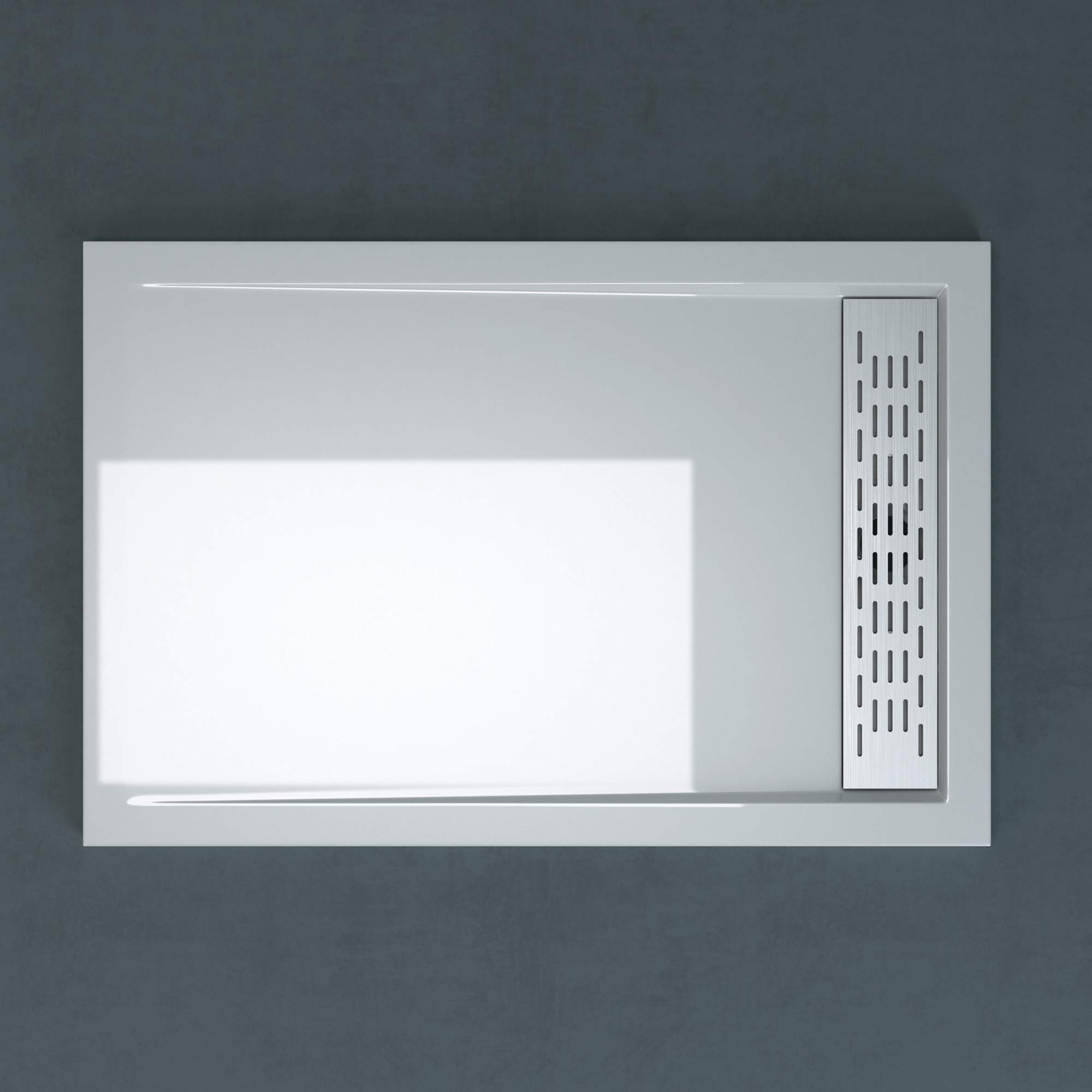 Plato de Ducha Plano Rectangular 90x100x5 cm Acrílico Blanco | Incluye Válvula de Desagüe AL02 | Instalación a Ras de Suelo | Conexiones DIN | Xetro04W | Acrílico, Blanco, con Bonde AL02, Xetro04