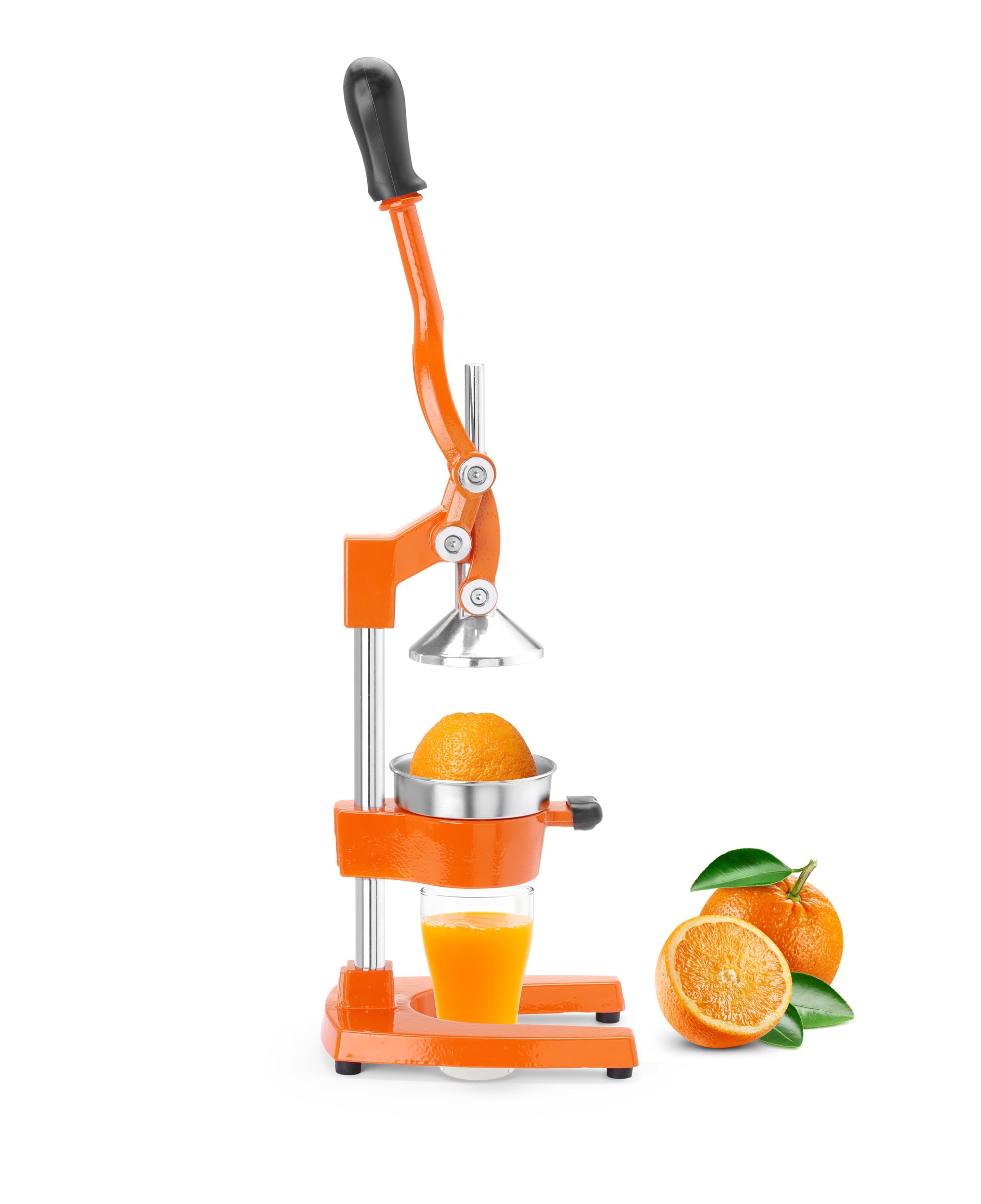 HENDI Presse-agrumes Manuel à Levier, BarUp, Corps en Fonte, Éléments Amovibles Compatibles Lave-Vaisselle, 225x180x(H)510mm, Orange