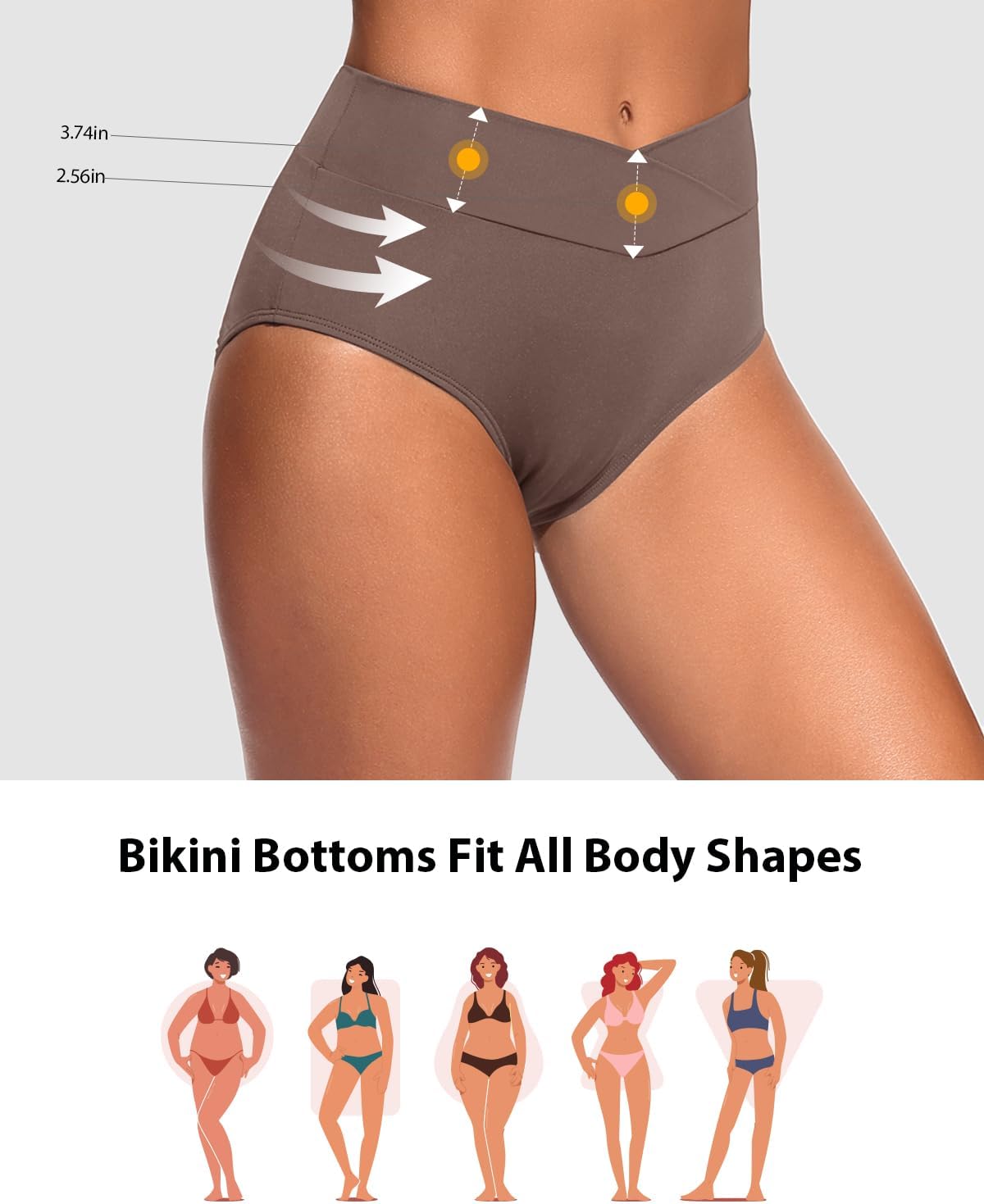 Women V Cut Bikini Bottoms - High Waisted Full Coverage Swimsuits Cross Front Bathing Suit Bottoms 2026 - Image 5