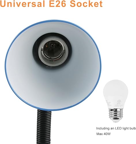 Miniatura 2 de Lámpara de escritorio con bombilla LED, cuello de cisne flexible (azul) con lámpara de mesa, lámpara de escritorio de metal de 6000 K con cuello de