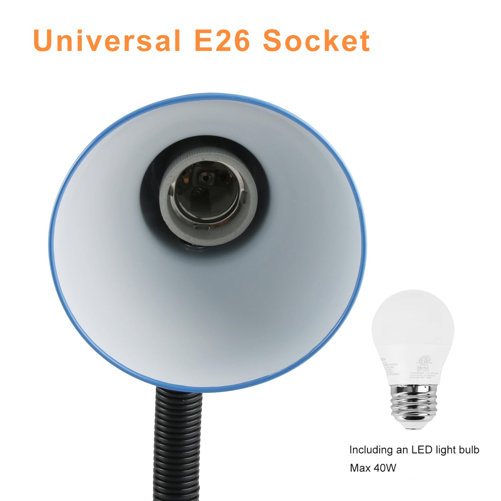 Blue Metal LED Desk Lamp with Flexible Gooseneck