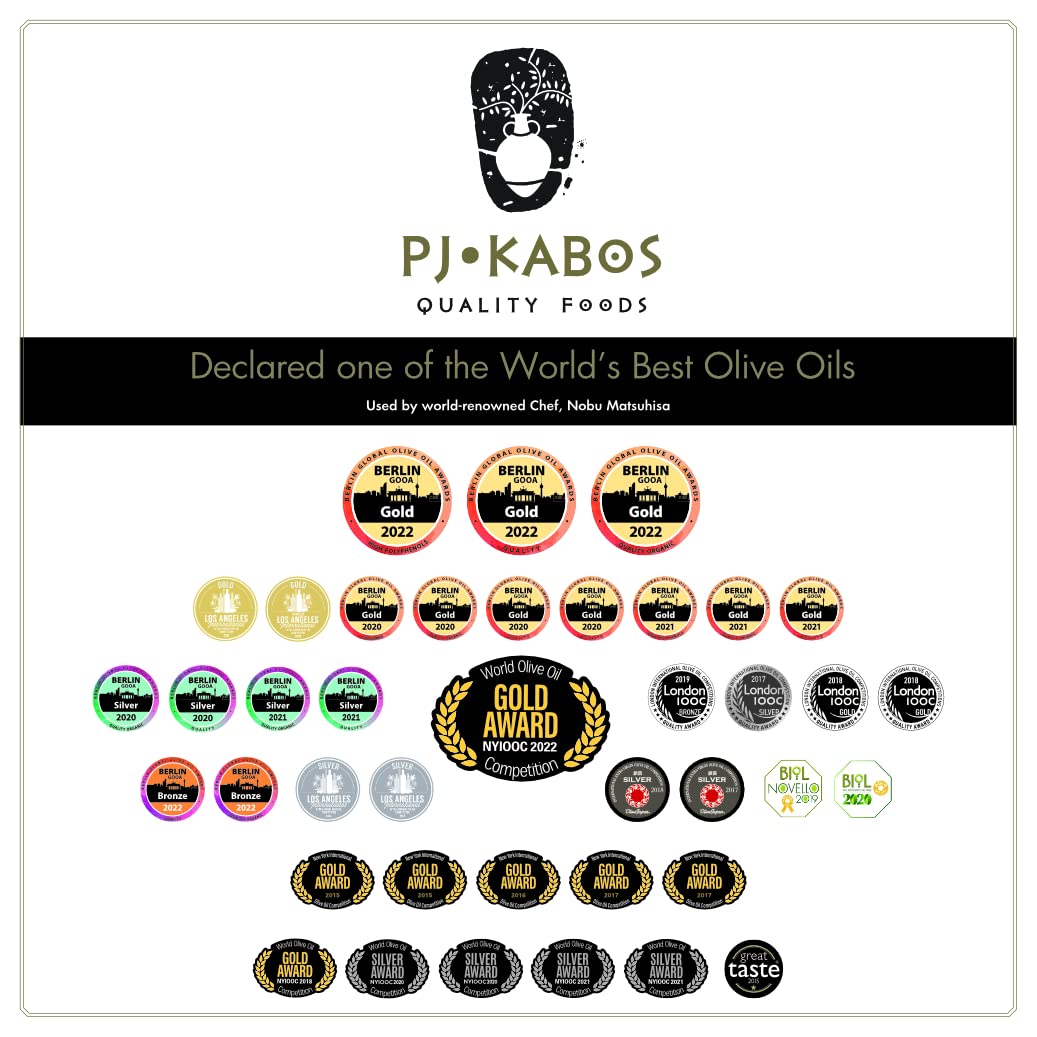 High Phenolic USDA Organic Greek Extra Virgin Olive Oil PJ KABOS Set (Medium/Robust)