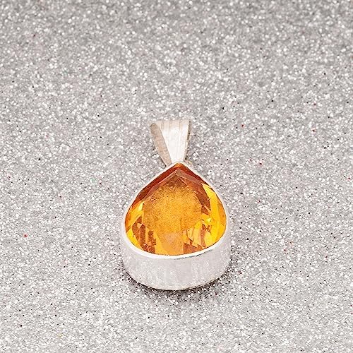 Miniatura 5 de Yellow Topaz Necklace, Yellow Topaz Woman Pendant. Pear Yellow Topaz Necklace. Silver Yellow Topaz Pendant. 925 Sterling Silver Yellow Topaz