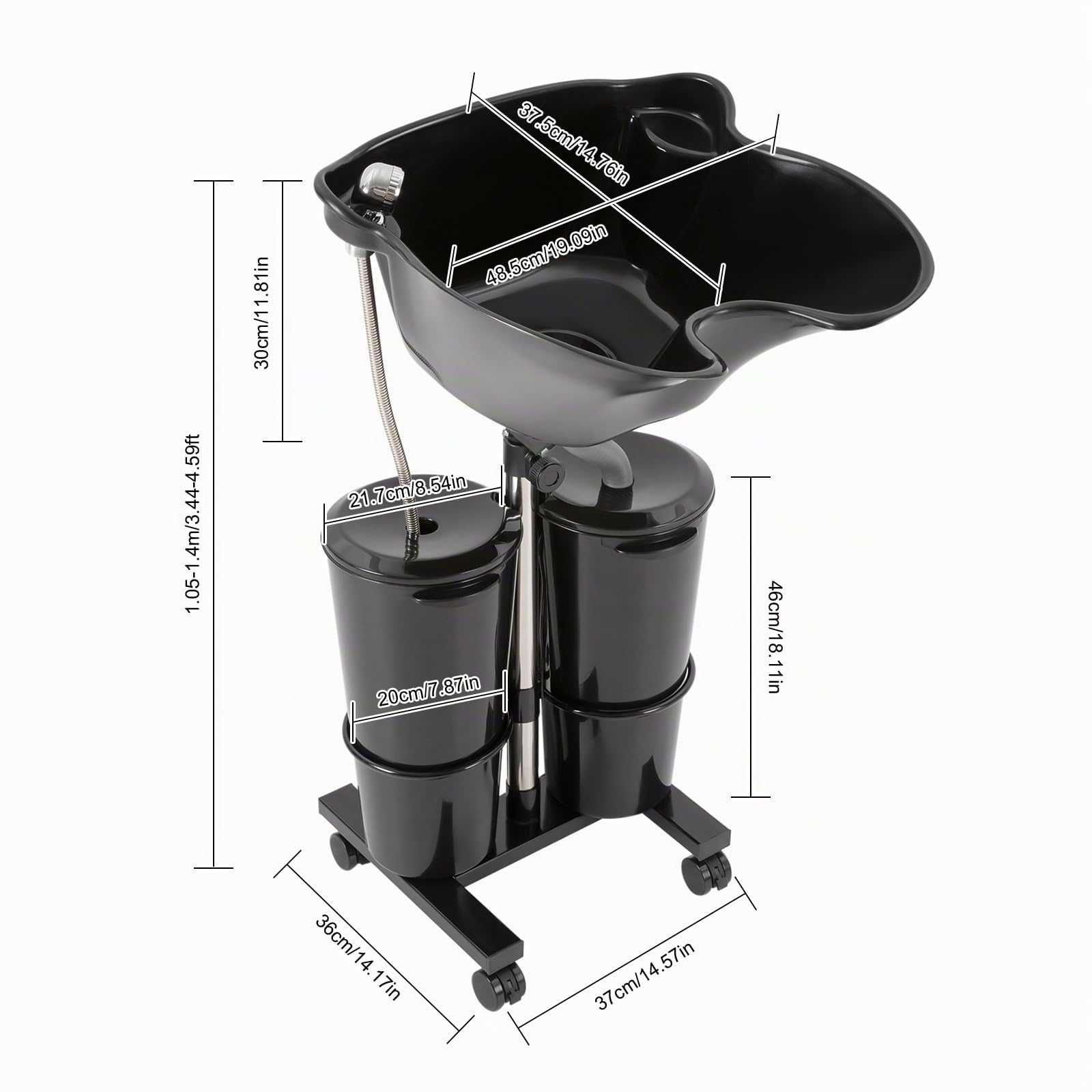 Mobile Friseur Waschbecken Tragbares RüCkwaschbecken Friseursalon Waschen Modernes Shampoonierbecken Polypropylen Freistehend 48.5 cm x 37.5 cm x 30 cm