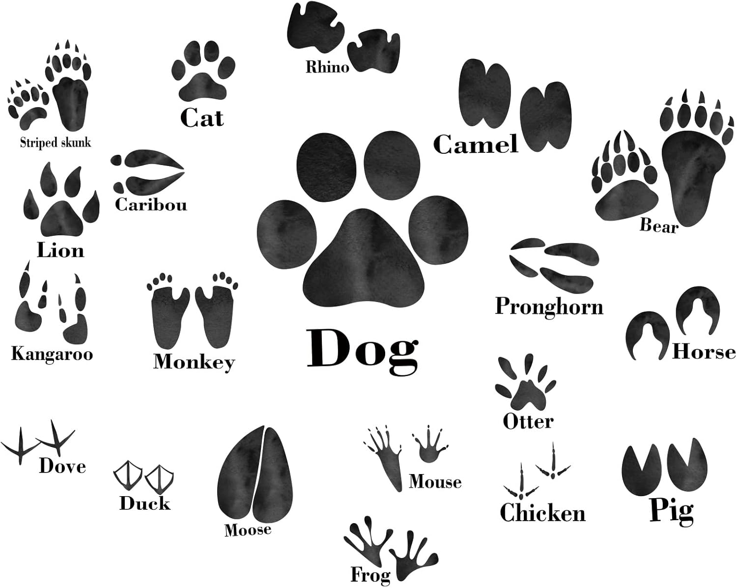 PLIGREAT Animal Tracks Wall Decals, Animal Paw Wall Stickers, DIY Vinyl