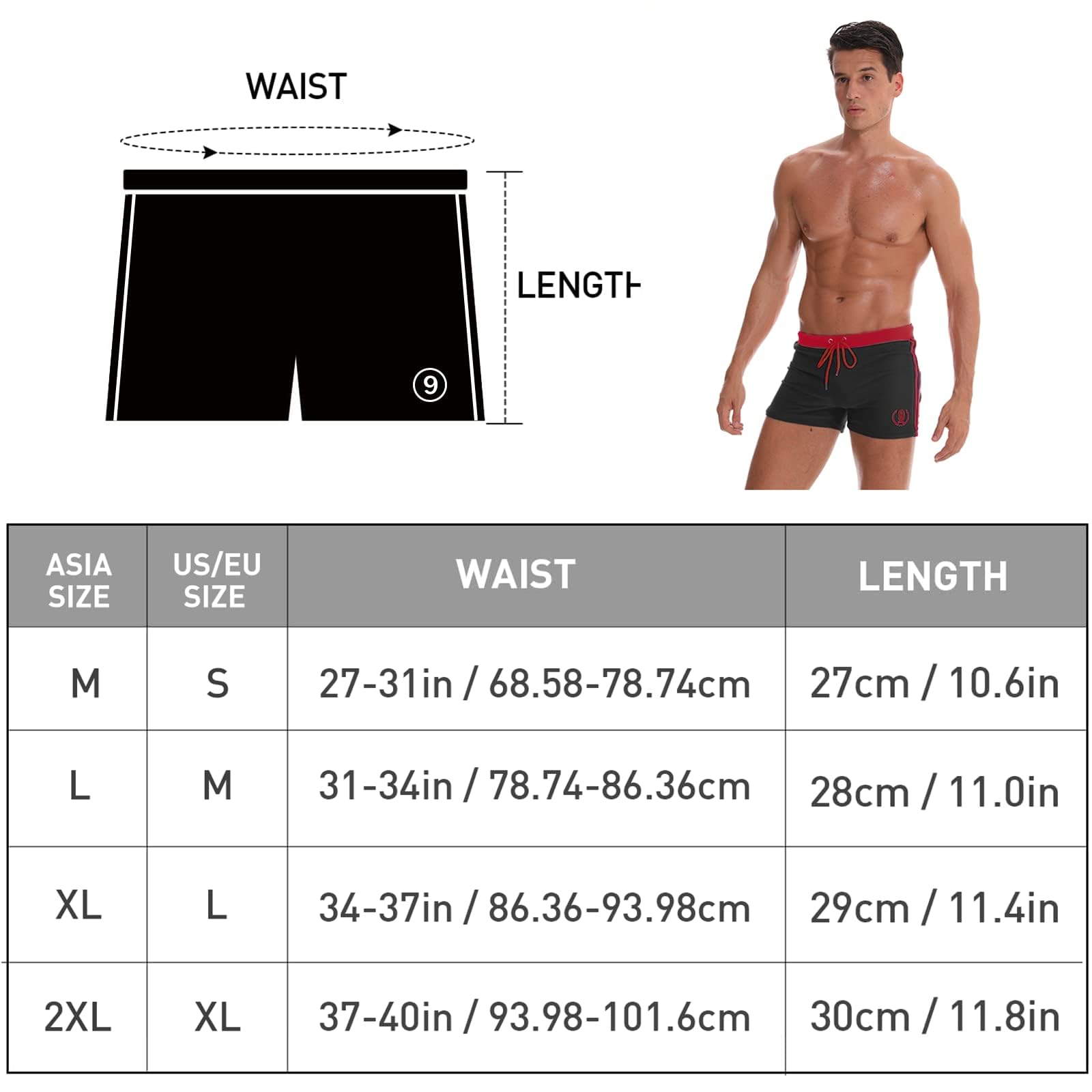 Arcweg Costume da Bagno Uomo Coulisse Pantaloncini Calzoncini da Bagno Elastico a Vita Bassa Boxershorts Slip Nuoto Spiaggia Mare Piscina