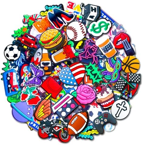 Lot of 30, 50, 100Pcs Random Shoe Decoration Charms, Different Croc Charms for Adult Men Women Party Gifts (30)