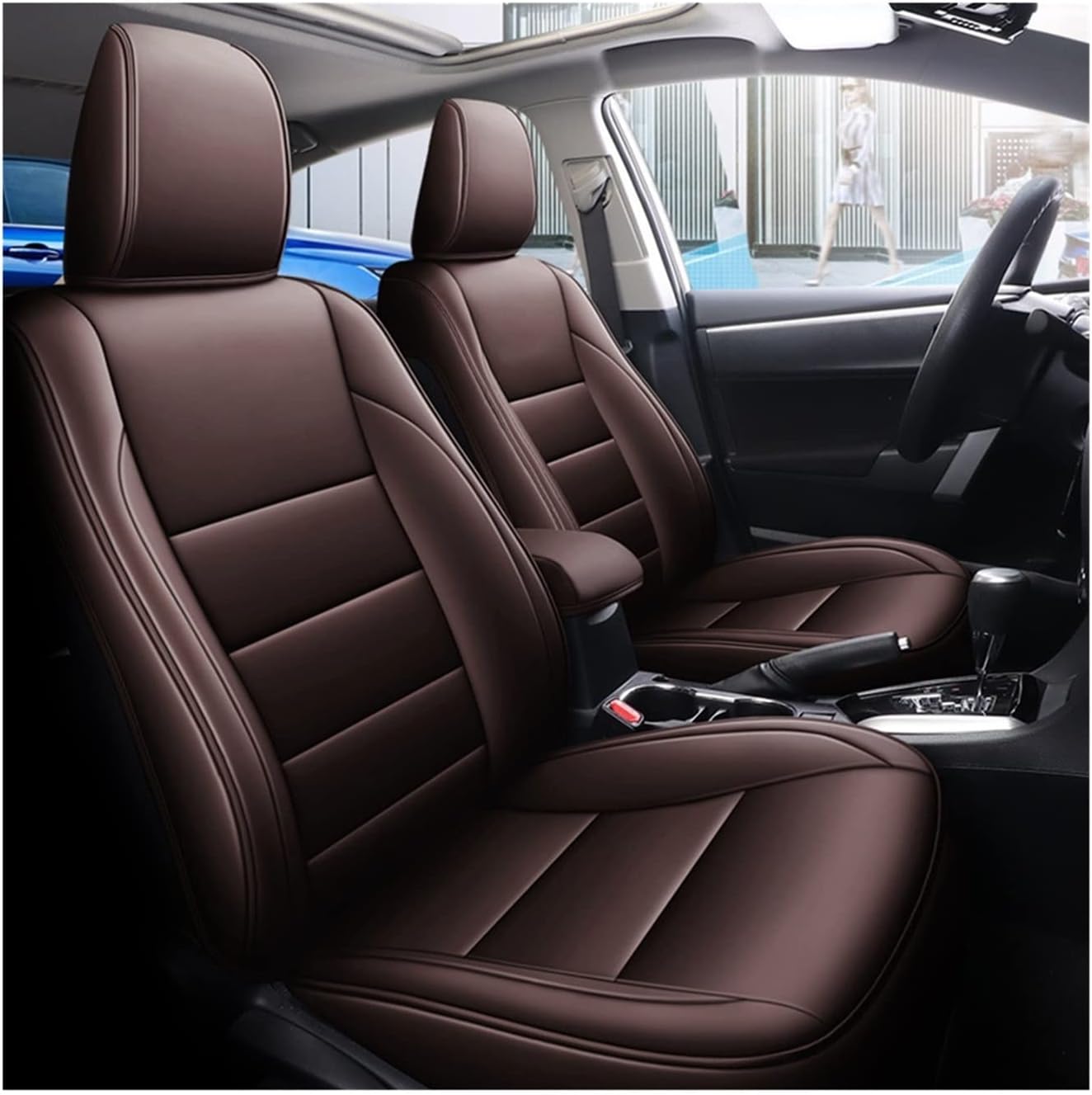 Custom Car Seat Cover Compatible For Toyota Corolla 2014 2015 2016 2017 2018 Years Internal Modification Protective Covers Auto Accessories(Black Red 2017)