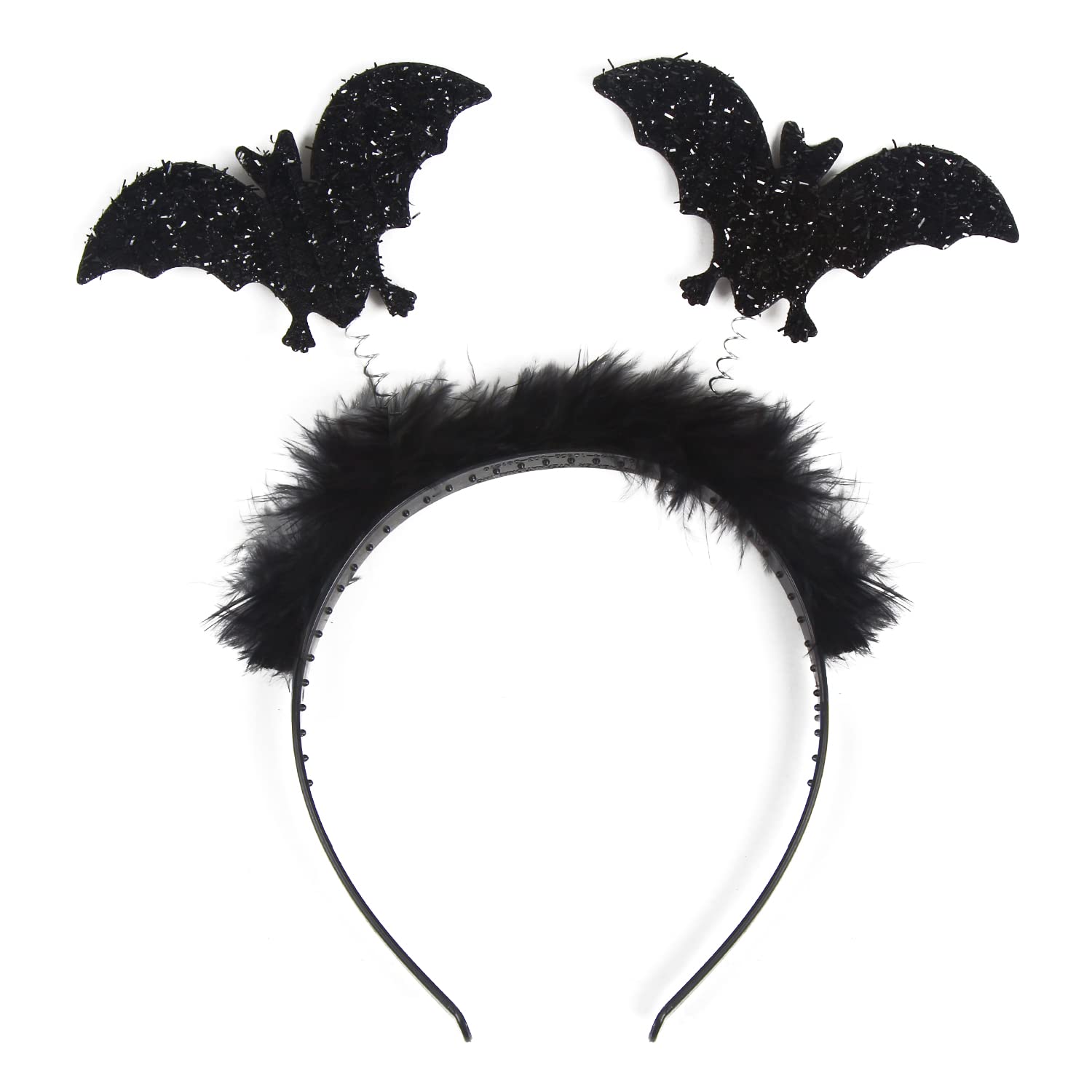 VEYLIN 2pcs Halloween Headbands, Black Bat Halloween Headbands for Adults Fancy Dress Ladies Fluffy Head Hair Band Headband - Image 2