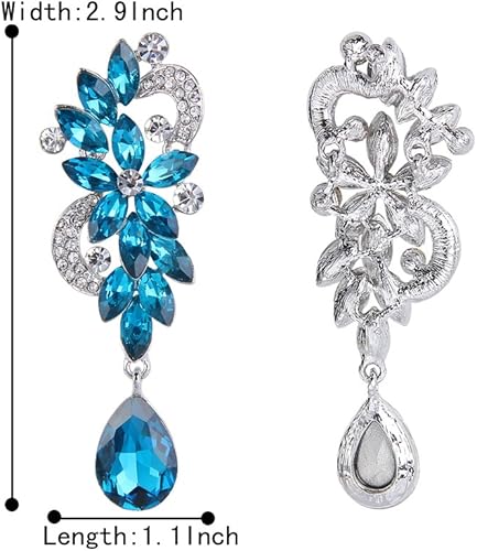 Vista 6 de BriLove - aretes colgantes bohemios con flores de cristal para novia