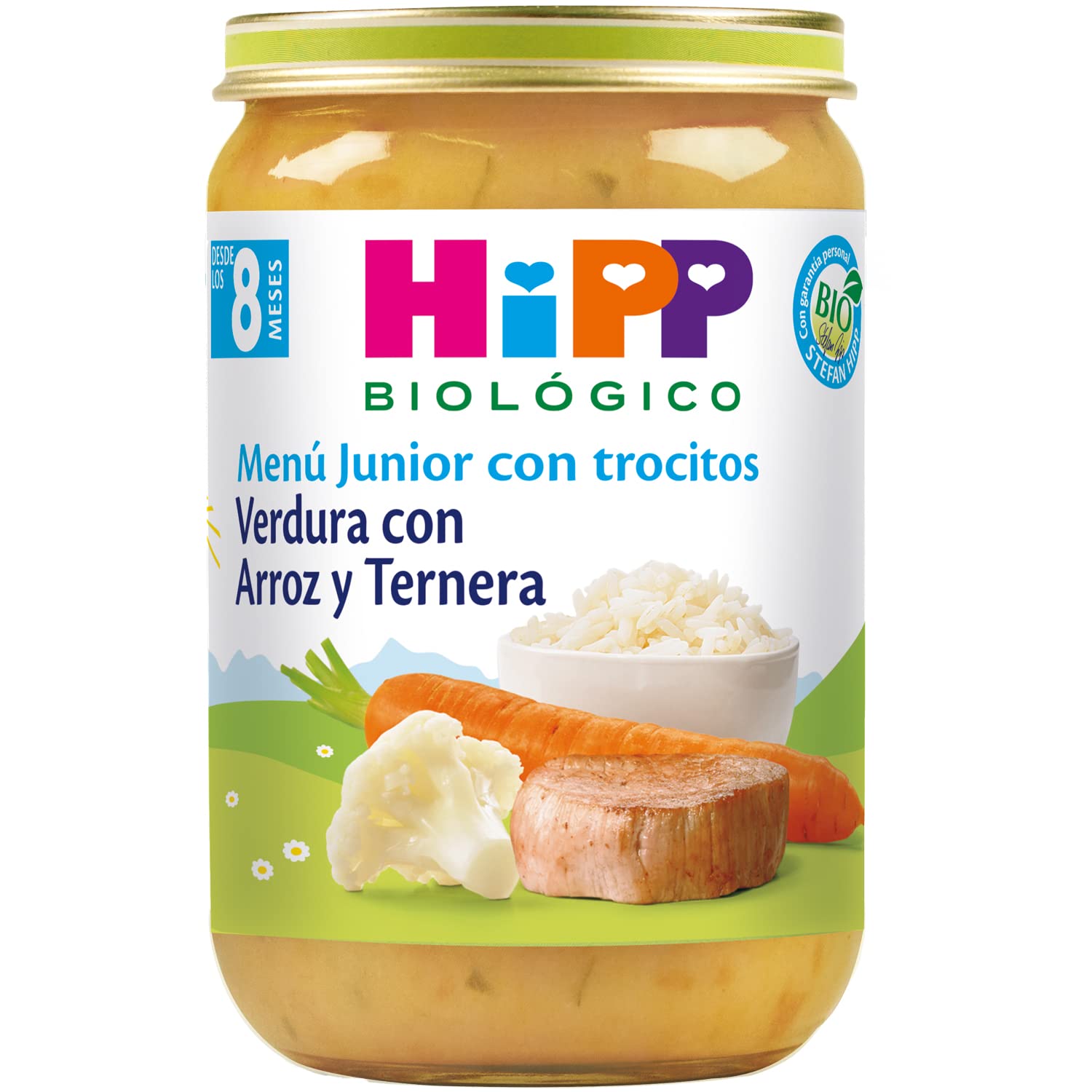 HiPP Biológico - Tarrito De Verdura con Arroz y Tenera BIO - Menú Junior con Trocitos - Pack 6x220g - Ingredientes de Producción Ecológica - Sin Gluten - A Partir de 8 Meses