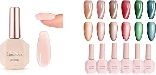 MelodySusie Builder Nail Base Gel Nude Builder Gel Velvet Gem Red Green Cat Eye Set Cat Eye Gel Nail Polish Set 6 Pcs