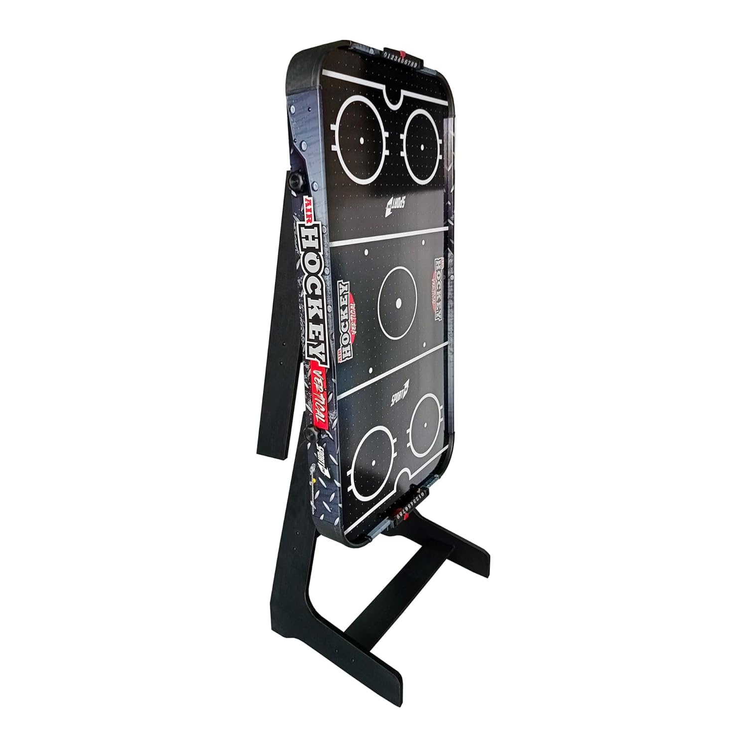 Tavolo Air Hockey Metal Verticale. Tavolo pieghevole da hockey. Air mini con ventola 12V. Tavolo air hockey salvaspazio. Misure 121x60x76cm. 2 manopole e 2 dischi inclusi. Con segnapunti integrato.
