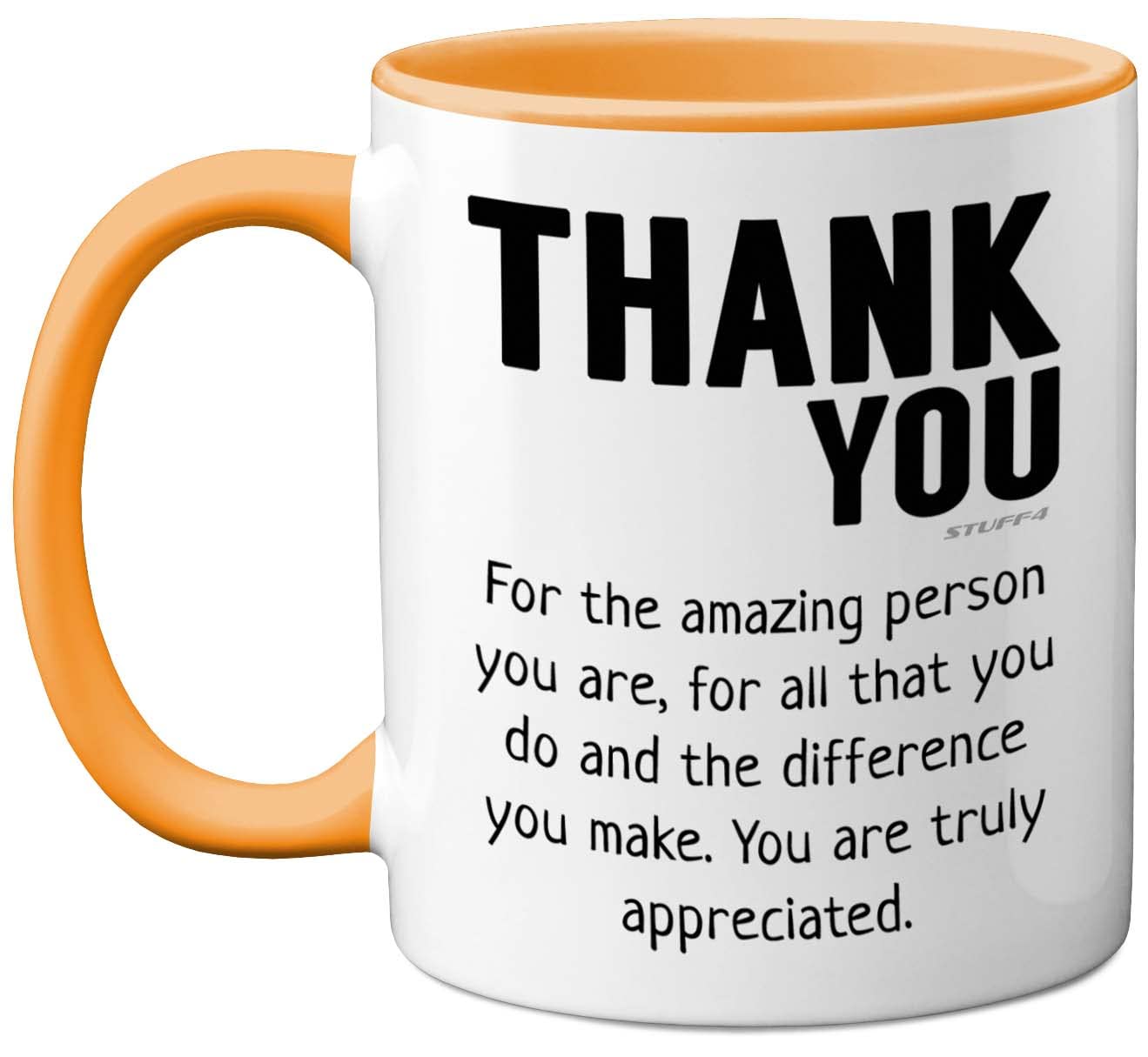 Stuff4 Men's Yellow Thank You Mug - Gift For Best Friend, Leaving Gifts For Colleagues Boss Friends Wo, Thank You Teacher Mug, 11Oz Handle Ceramic Premium Leaving Wo