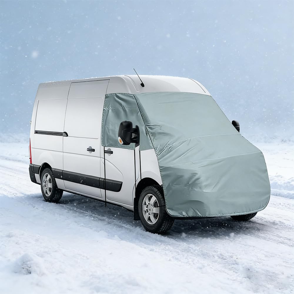 600D Externe Frontscheibe Abdeckung Kompatibel mit Renault Master Nissan NV400 2010-2024, Windschutzscheibe Motorhaube Abdeckung Kompatibel mit Opel Movano, Frost, Eis & Schneeschutz