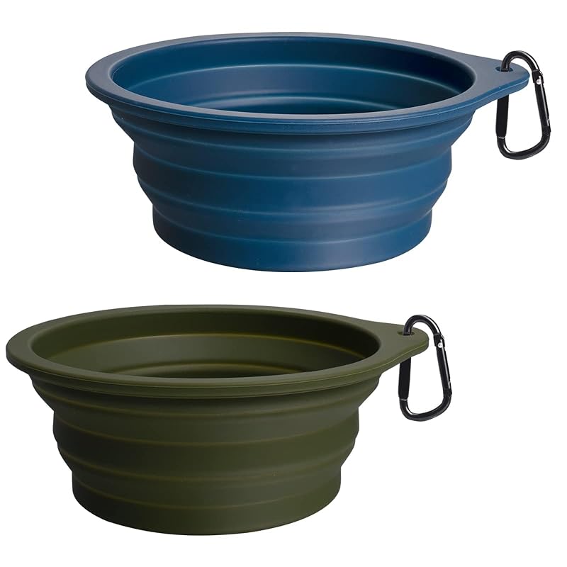 Potes dobráveis para viagem para cães e gatos PetBonus em silicone, 1000 mL, Pacote com 2