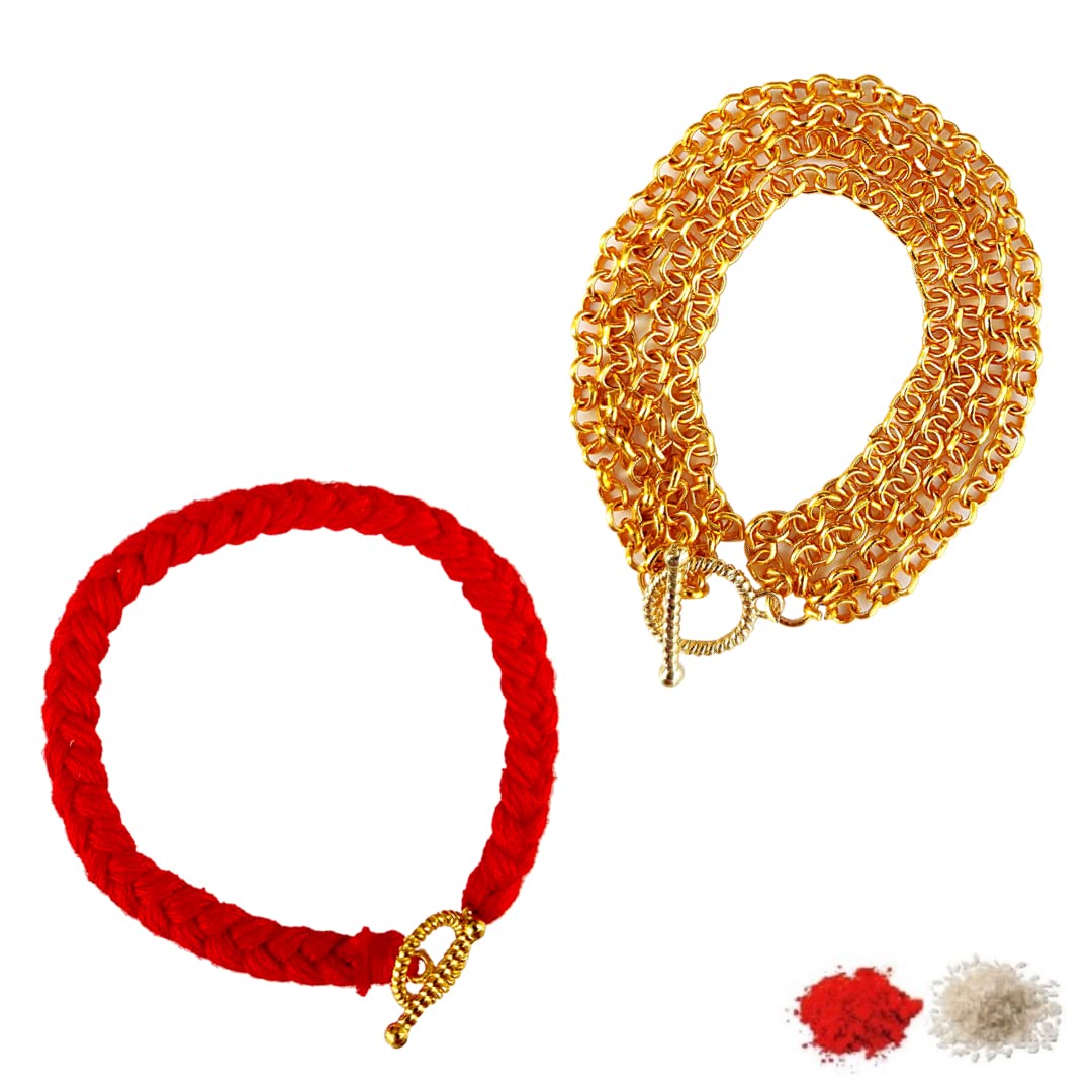 fure Plaited Lumba & Rakhi Set (Red) for Women & Men-picture-11