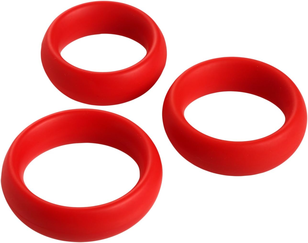 3 Piece Silicone Cock Ring Set, Red
