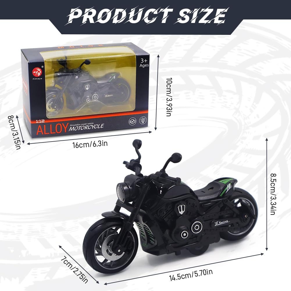 FCXVXCL Kid Motorbike Toys,Pull Back Toy Cars Alloy Motorcycles Toys,Friction Powered Kids Toy Cars Automatic Drive for Boys Kids1 - Image 2