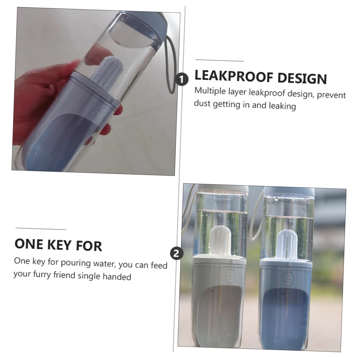 VANZACK Borraccia Portatile per Cani e Gatti 330ml, da Viaggio Design di Perdite, Apertura per Uscire