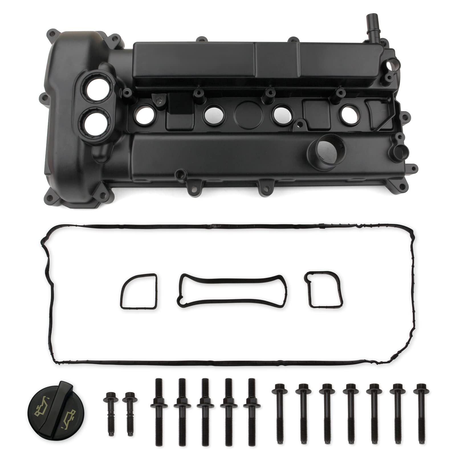Photo 1 of Aluminum Valve Cover Kit Replacement for 2012-2014 Ford Focus OE CM5Z-6582-E CM5Z6582-E Aluminum Black