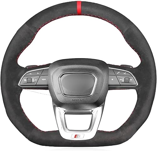 Fundas de volante de automóvil de gamuza cosidas a mano, aptas para Audi Q5 SQ5 2017-2019 Q3 2018 2019 Q8 SQ8 2018 2019 Q7 SQ7 2014-2019