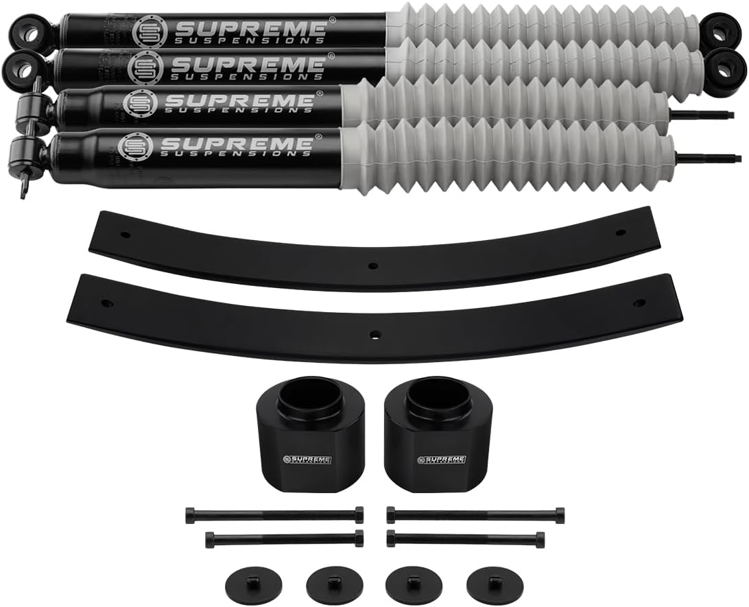 Supreme Suspensions - Full Lift Kit with Max-Performance Supreme Shocks for 1984-2001 Jeep Cherokee XJ 2WD 4WD (3" Front + 2" Rear Lift)