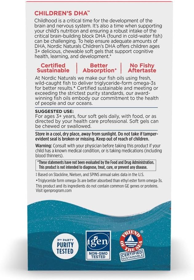 Nordic Naturals Children’s DHA, Strawberry - 360 Mini Chewable Soft Gels for Kids - 250 mg Omega-3 with EPA & DHA - Brain Development & Function - Non-GMO - 90 Servings - Image 3