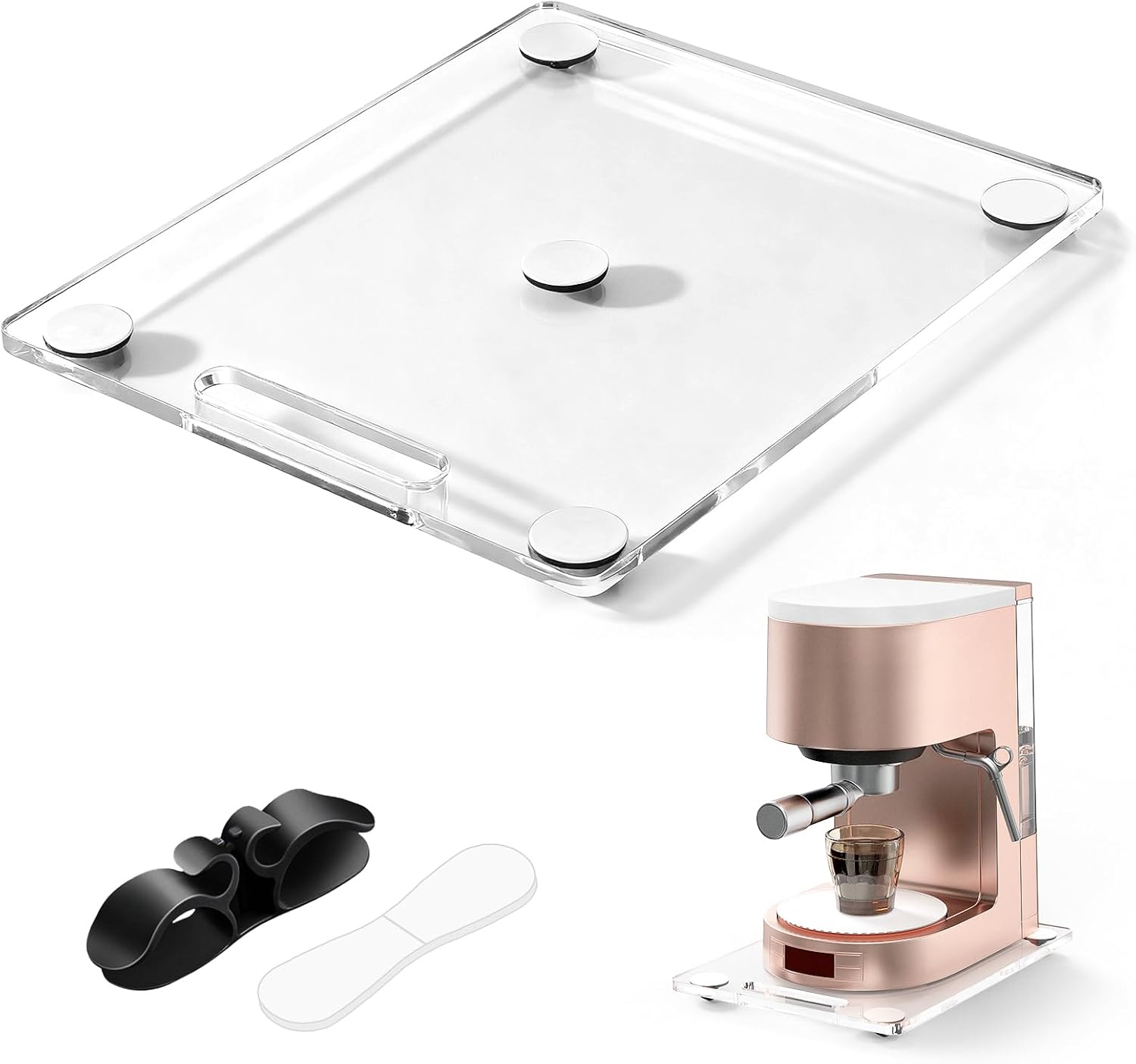 Acrylic Sliding Tray for Coffee Maker & Kitchen Appliances-12"x14", Appliance Slider for Coffee Maker with Wheels 360° Silent Roller, Coffee Pot Slider Tray for Countertop