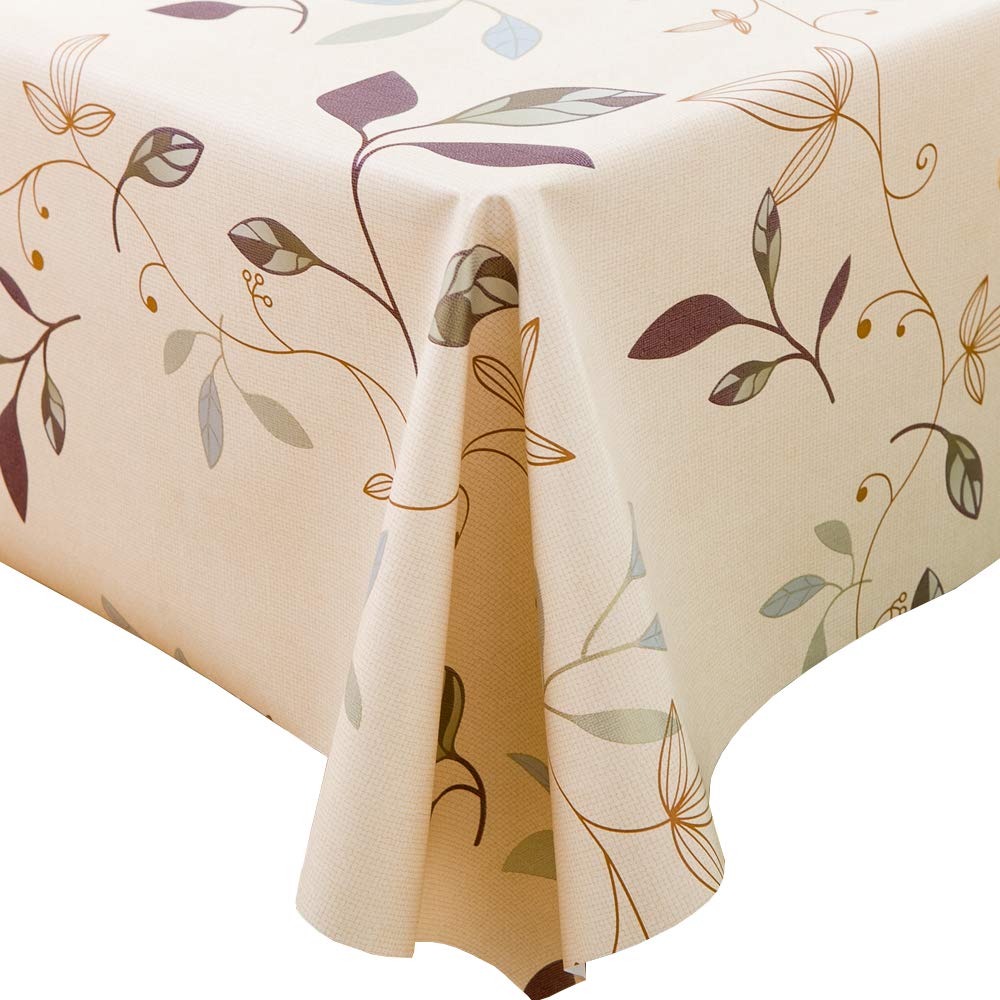 Chizoya Table Cloth Heavy Duty Vinyl Table Cloth for Rectangle Table Wipe Clean PVC Tablecloth for Kitchen Dining Table (54x84 inch, Leaves)
