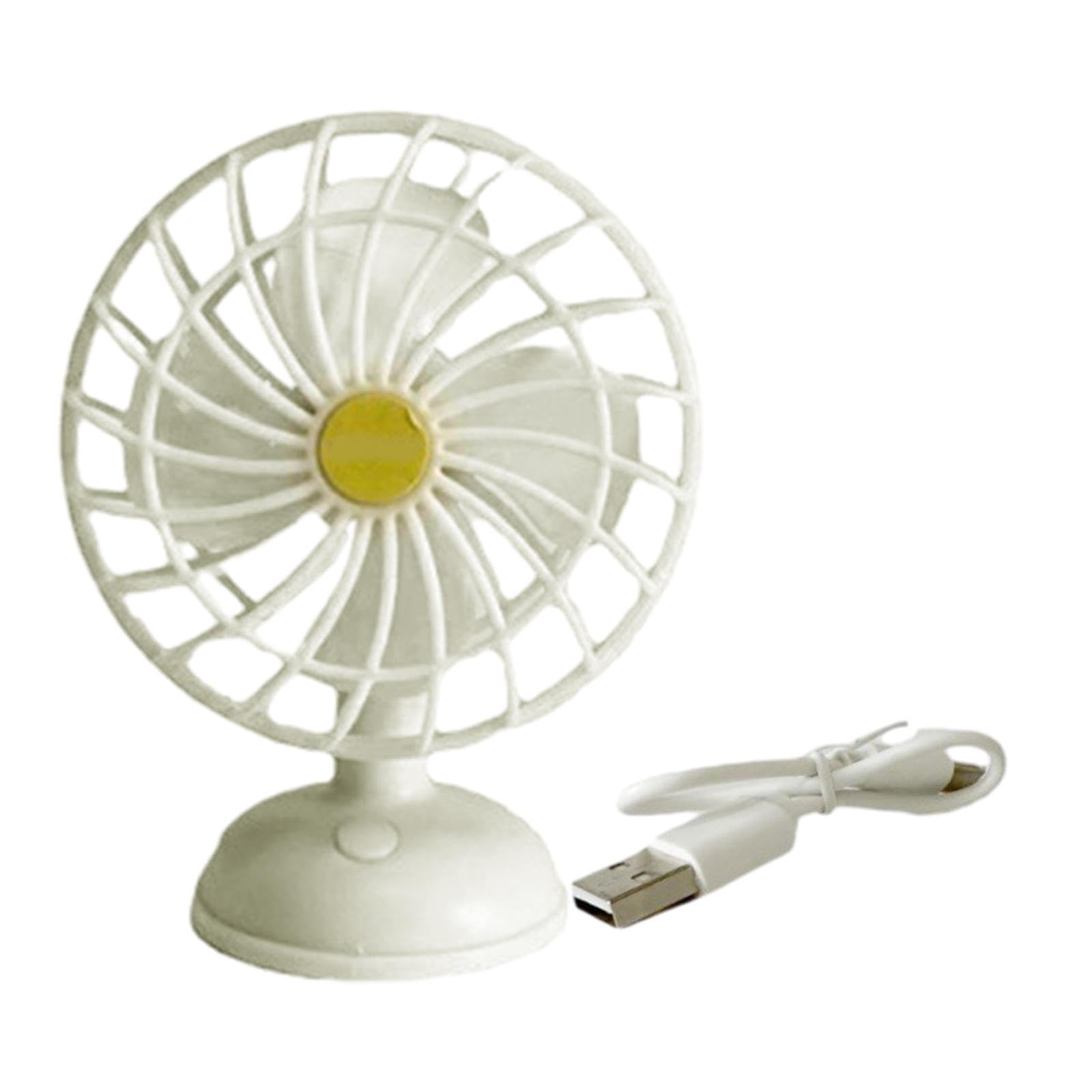 5 set di 1/12 scala casa delle bambole USB ricaricabile ventilatore elettrico in miniatura elettrodomestici bianco