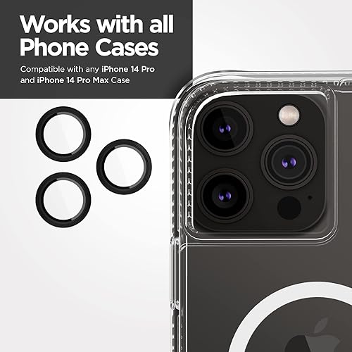 Miniatura 5 de Case-Mate Protector de lente de cámara para iPhone 14 ProiPhone 14 Pro Max con anillos de aluminio, doble vidrio templado, duradero, tecnología