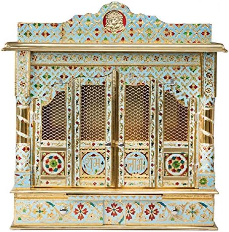 Puja Mandir - Wooden Temple 25" Meenakari Mandir with Doors - Fully Assembled