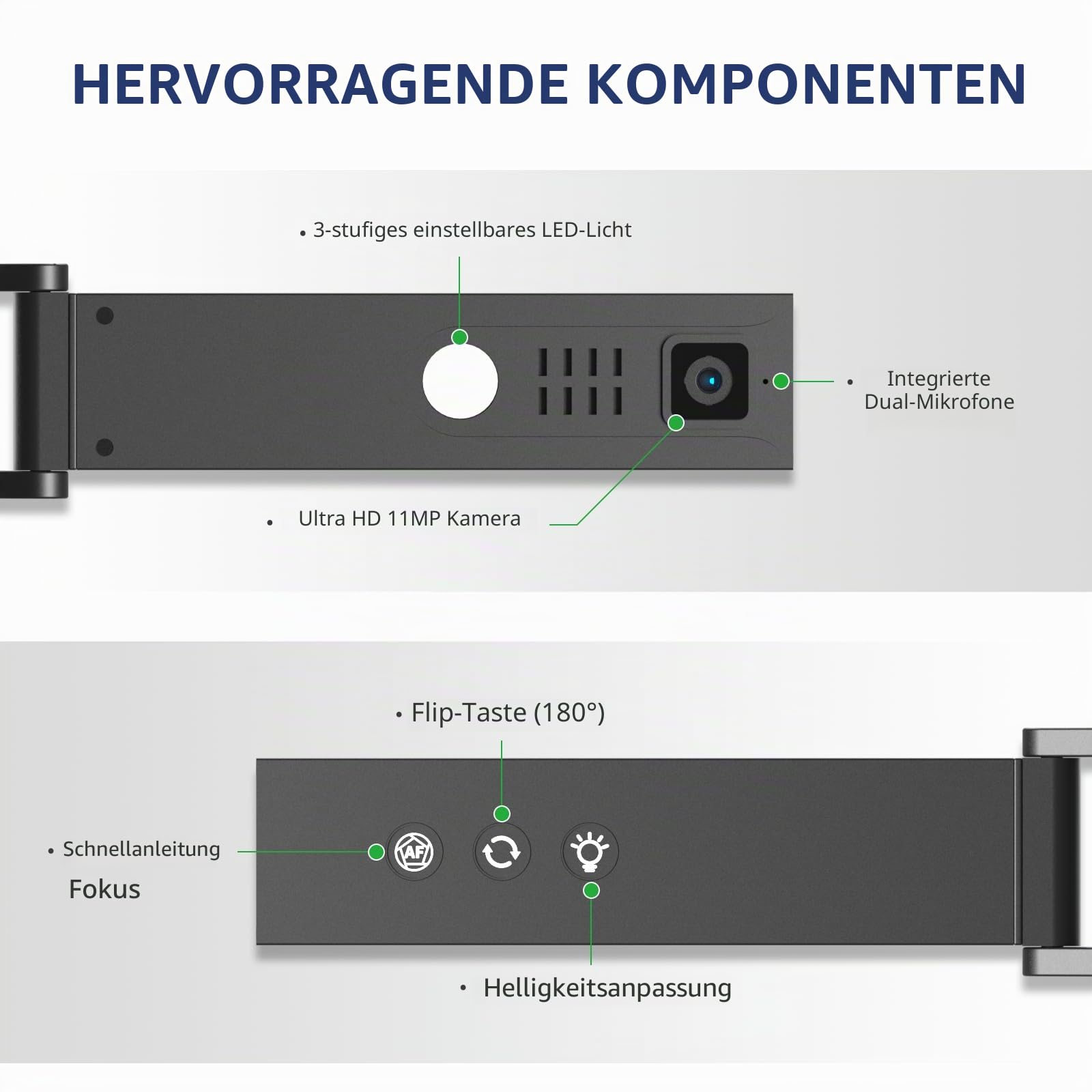 NETUM Dokumentenkamera & Webcam 4K mit Mikrofon USB Visualizer 3-Stufen Touch LED Autofokus Bild Invert Faltbar für Windows Mac OS Linux - Remote Teaching & Live Demo (SD-1300)