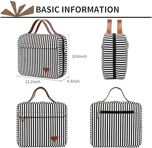 Miniatura 2 de Travel Hanging Makeup Bag Toiletry Bag Waterproof Large Storage for Travel Bathroom Women Men (Black-white)