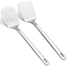 HANSGO Stainless Steel Slotted Turner, Slotted Spatula 15 Inches Cooking Utensils for Kitchen Flipping Grilling Fish Eggs