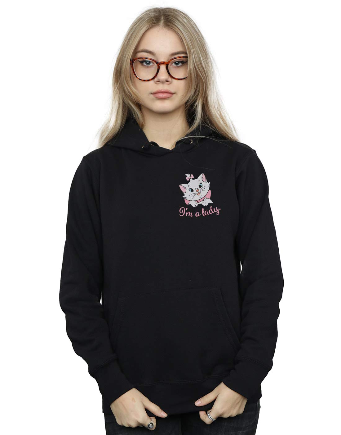 Absolute Cult Women's Black Disney Aristocats Marie I'm A Lady Breast Print Hoodie Medium