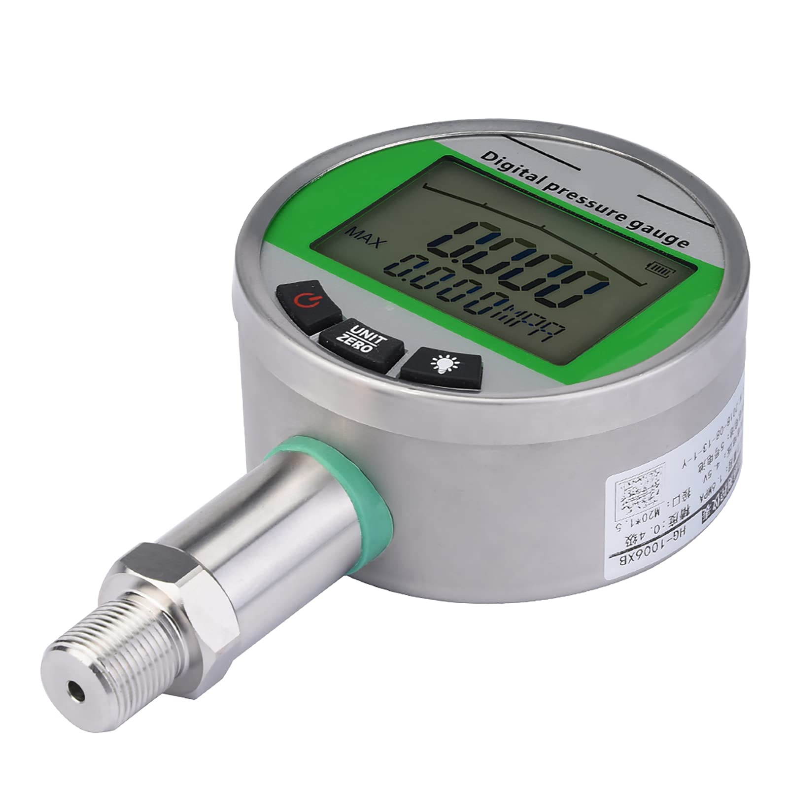 Manómetro digital de medición de presión medidor de presión digital de presión hidráulica indicador de presión de transmisión remota para gas aceite agua con conector 0-1.6MPA M20 x 1,5 mm